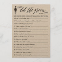 Rustic What Did the Groom Say Bridal Shower Game
