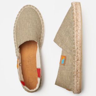 Rustic Wheat Burlap Textured Pattern Espadrilles