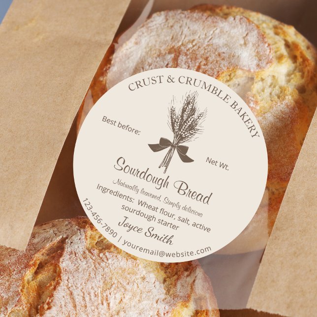 Rustic Wheat Sourdough Bread baking  Classic Round Sticker (Creator Uploaded)