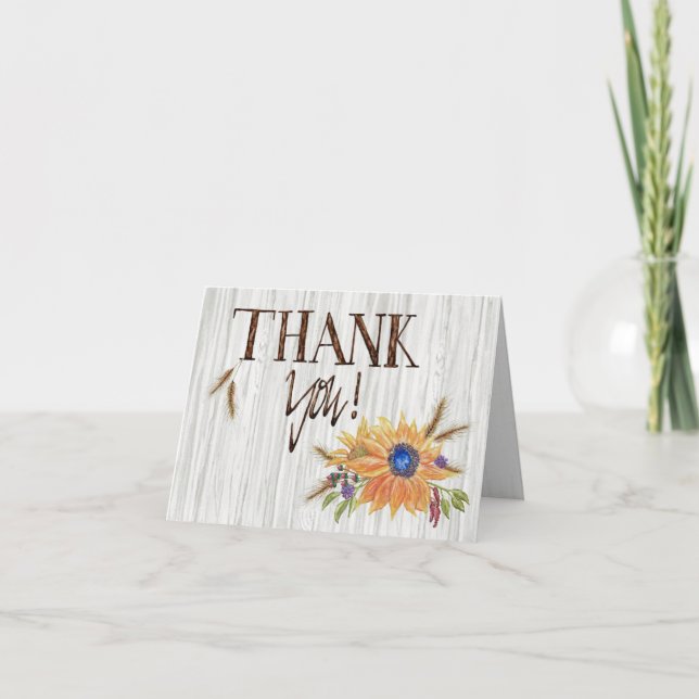 Rustic Wheated Sunflower Thank You (Front)