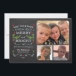Rustic Whimsical Chalkboard Holiday 3-Photo Card<br><div class="desc">May your days be merry and bright! Personalize this fun and whimsical rustic holiday three photo card with your family pictures and names. 

Photo credit: diggerdanno</div>