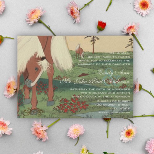 Rustic Whimsical Horse Wedding Invitations