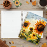 Rustic Whimsical Watercolor Sunflower Field Planner<br><div class="desc">This planner design features a watercolor field filled with beautiful sunflowers. Personalize it with a family name. Makes a great Mother's Day or birthday gift. Created by Simply Farmhouse Press.</div>