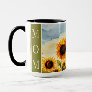 Rustic Whimsical Watercolor Sunflowers Mom Mug