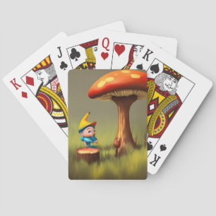 Rustic Whimsical Wooden Mushroom Gnome Woodland Poker Cards