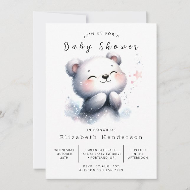 Rustic Whimsy Bear Baby Shower Invitation (Front)