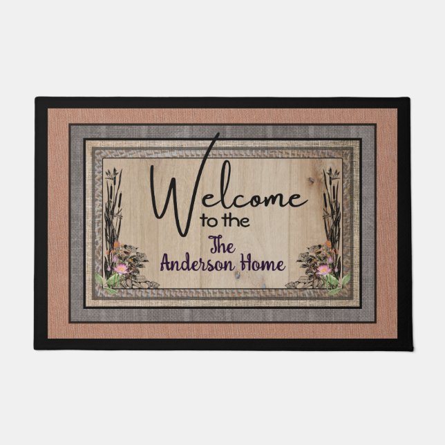 Rustic Whimsy Country Personalized Door Mat (Front)