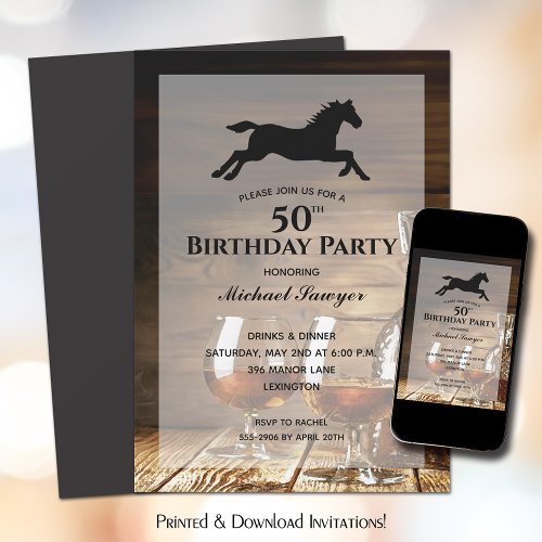 Rustic Whiskey 50th Birthday Party Invitation