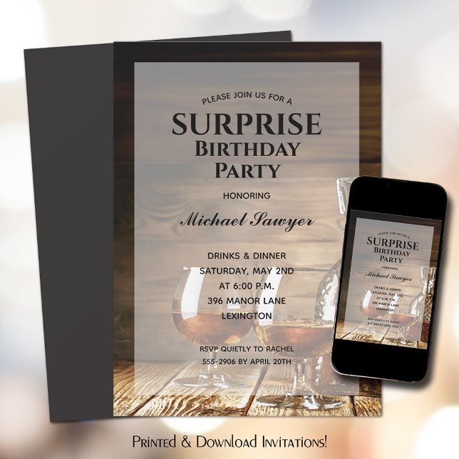 Rustic Whiskey Birthday Party Invitation (Creator Uploaded)