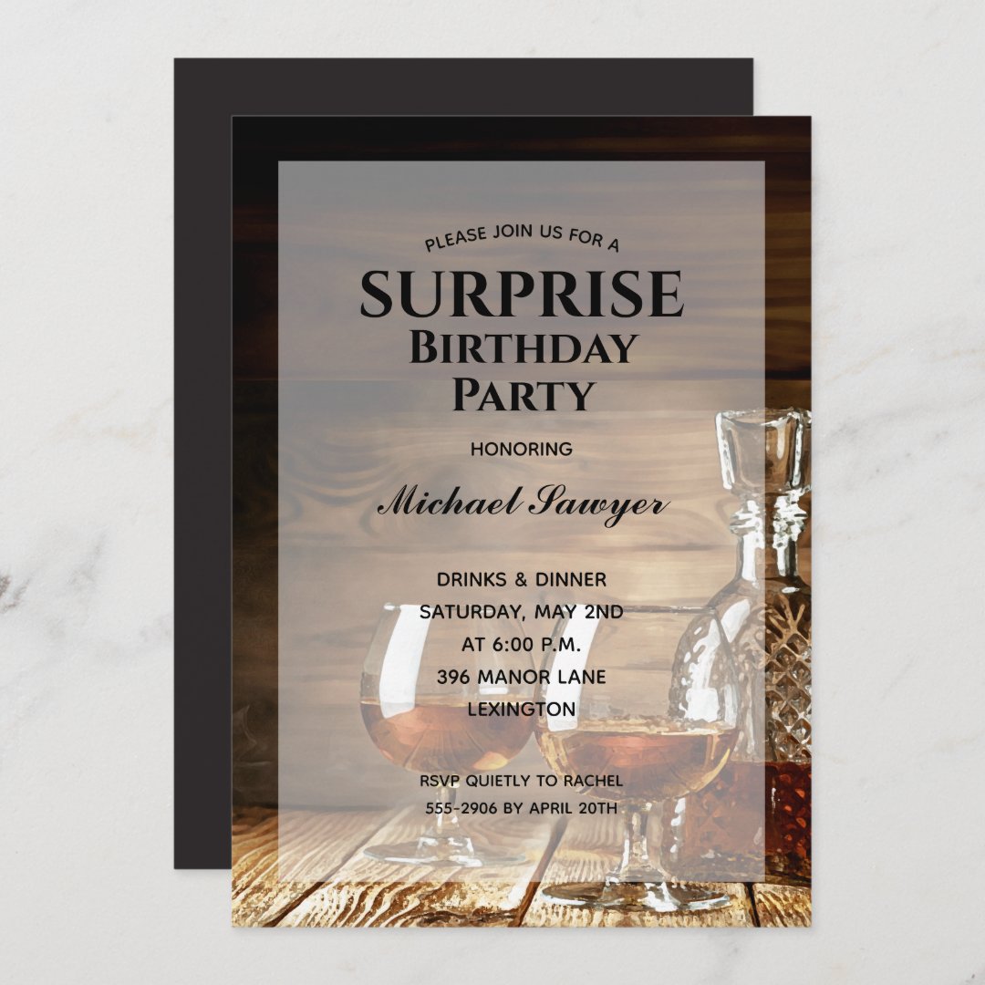 Rustic Whiskey Birthday Party Invitations | Zazzle