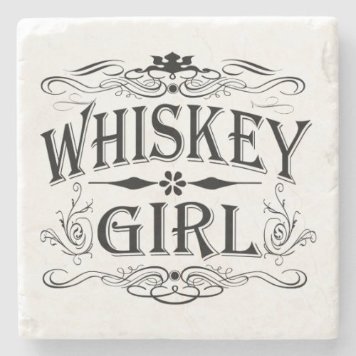 Rustic Whiskey Girl Stone Coaster