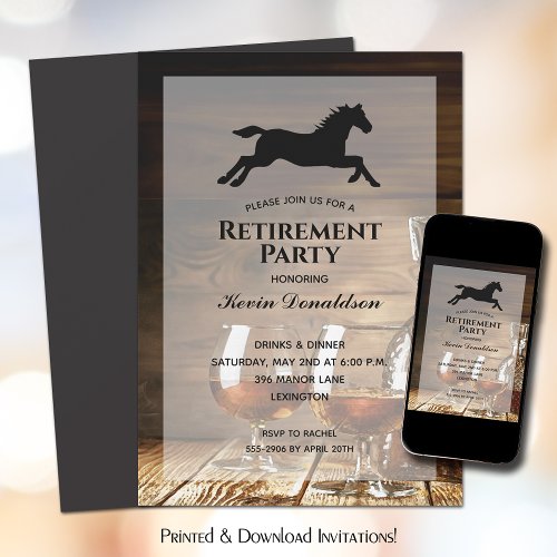 Rustic Whiskey Retirement Party Invitation