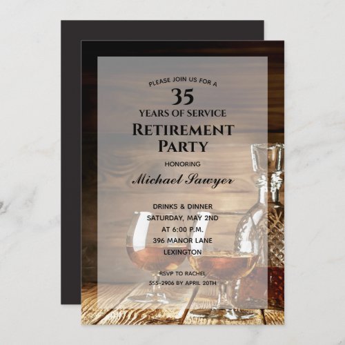 Rustic Whiskey Retirement Party Invitations