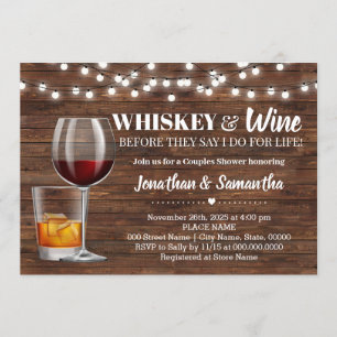 Rustic whiskey & wine before I do couples shower Invitation