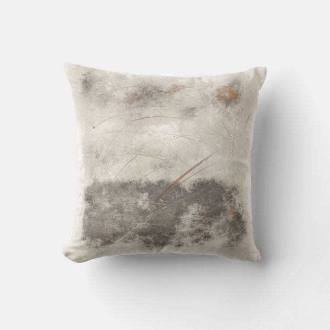 Rustic White and Grey Sand with a Touch of Orange Throw Pillow (Front)