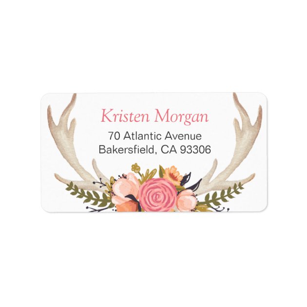 Rustic White Antler Beautiful Floral Decor Label