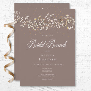 Rustic White Baby's Breath Brown Bridal Brunch Invitation