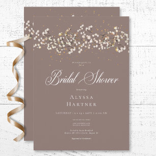 Rustic White Baby's Breath Brown Bridal Shower Invitation
