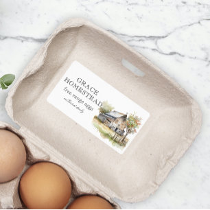 Rustic White Barn Farm Egg Carton Label