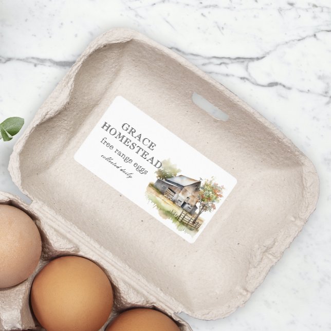 Rustic White Barn Farm Egg Carton Label (Creator Uploaded)