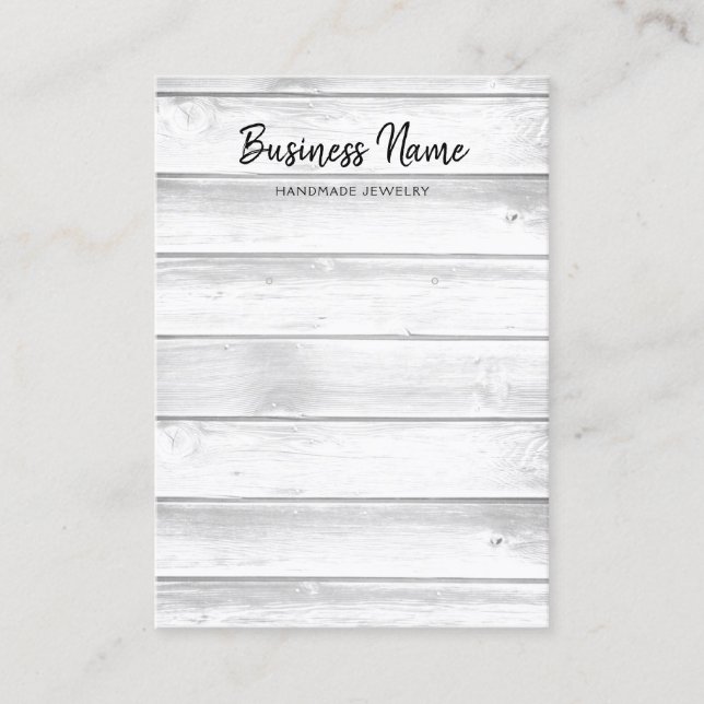 Rustic White Barn Wood Earring Jewelry Display Business Card (Front)