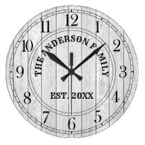 Rustic White Barn Wood Farmhouse Personalized Name Large Clock Rustic White Barn Wood Farmhouse Personalized Name Large Clock