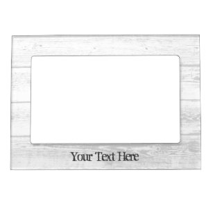 Rustic white barn wood grain picture frame magnet