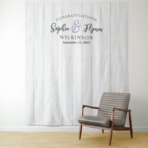 Rustic White Barn Wood Wedding Guest Photo Booth Tapestry