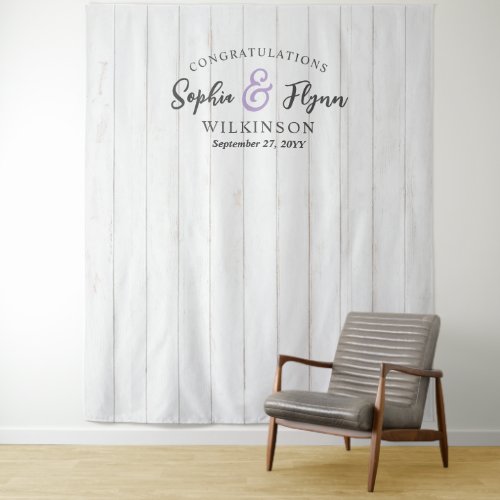 Rustic White Barn Wood Wedding Guest Photo Booth Tapestry