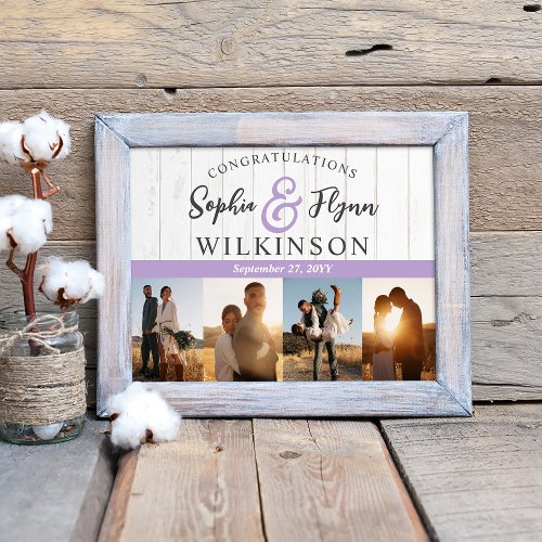Rustic White Barn Wood Wedding Newlyweds 4_Photo Poster