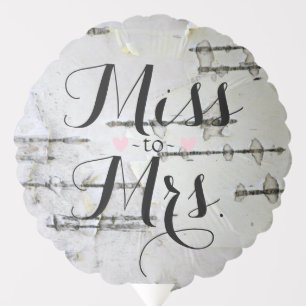 Rustic White Birch Bark Heart Bridal Shower Balloon