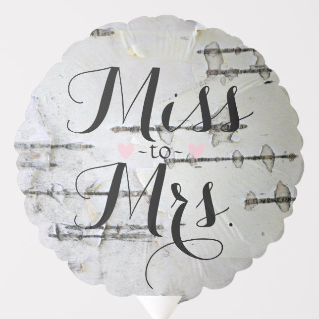 Rustic White Birch Bark Heart Bridal Shower Balloon (Front)