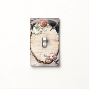 Rustic White Birch Floral & Hummingbird Elegant Light Switch Cover