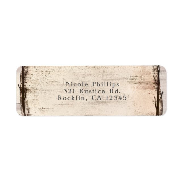 Rustic White Birch Floral & Hummingbird Invitation Label (Front)