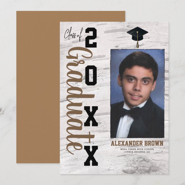Rustic White Birch Graduation Photo Announcement   (Front/Back)