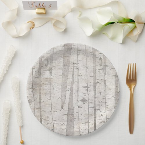 Rustic White Birch Trees Paper Plates