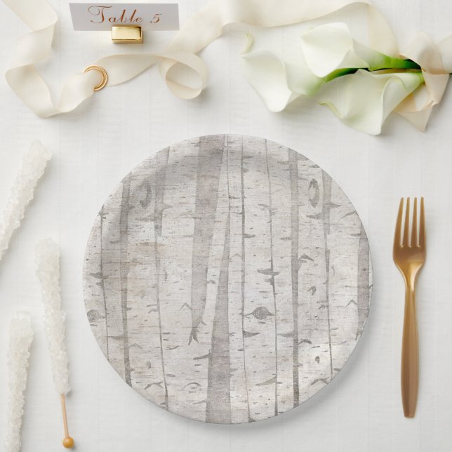 Rustic White Birch Trees Paper Plates (Wedding)