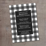 Rustic White & Black Buffalo Plaid Birthday Party Invitation<br><div class="desc">A rugged and masculine design with an area for any Anniversary Date - 25th, 30th, 40th, 50th, 60th, 70th. Can also be used an an "over the hill" theme with the red and black colors. A classic, traditional pattern that has been around for years. If you need to adjust the...</div>