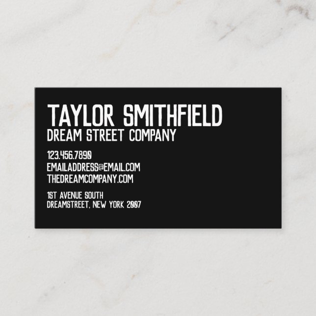 Rustic White & Black Professional Business Card (Front)