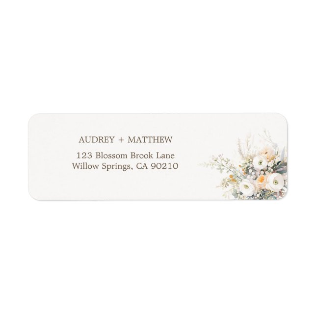 Rustic White Blooms Return Address Label (Front)