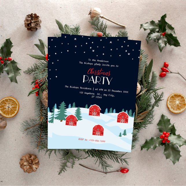 Rustic White Christmas Invitation (Creator Uploaded)