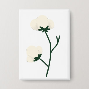 Rustic White Cotton Branch Botanical Gift Button