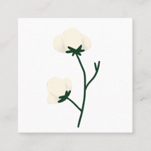 Rustic White Cotton Branch Botanical Gift Square Business Card
