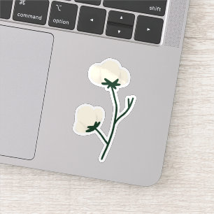 Rustic White Cotton Branch Botanical Gift Sticker