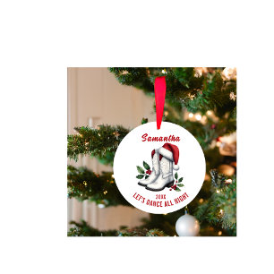 Rustic White Country Cowboy Boots Ornament