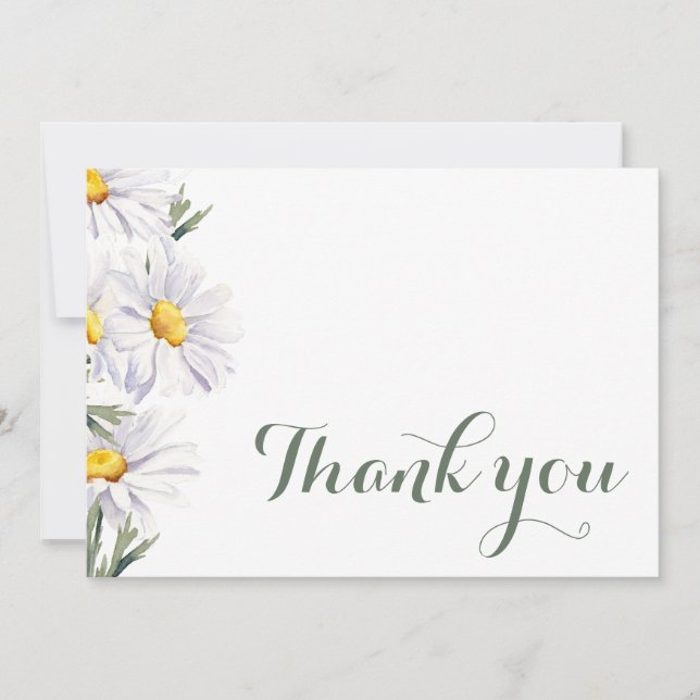 Rustic White Daisies Wedding Thank You Card (Front)