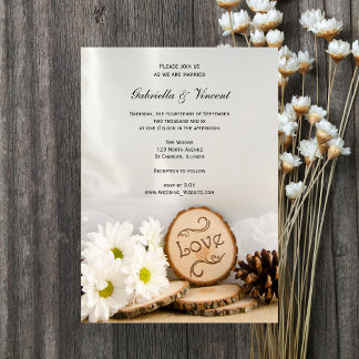 Rustic White Daisies Woodland Wedding Invitation