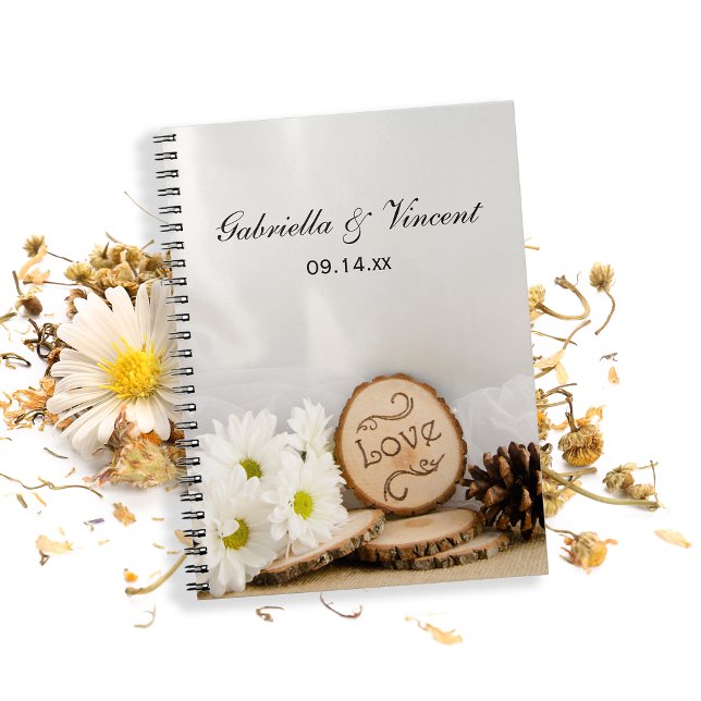 Rustic White Daisies Woodland Wedding Notebook (Creator Uploaded)