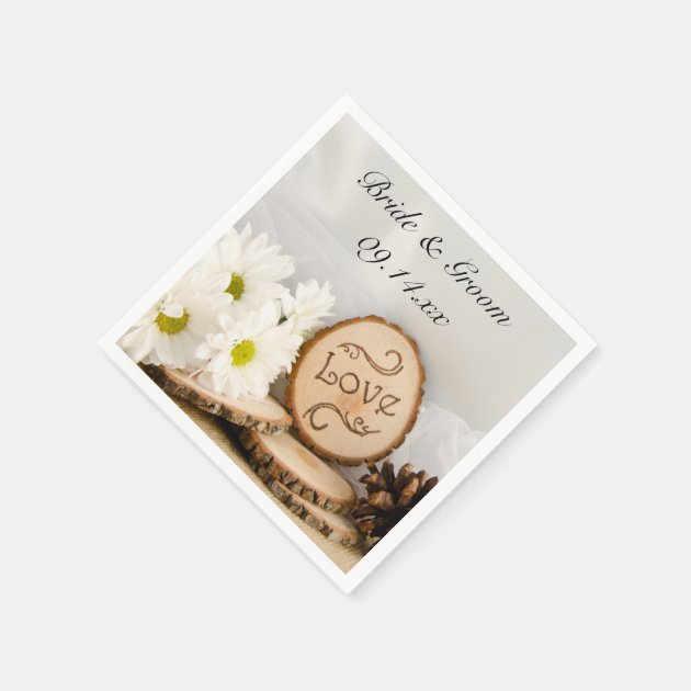 Rustic White Daisies Woodland Wedding Paper Napkin