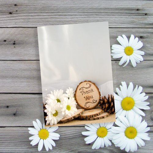 Rustic White Daisies Woodland Wedding Thank You